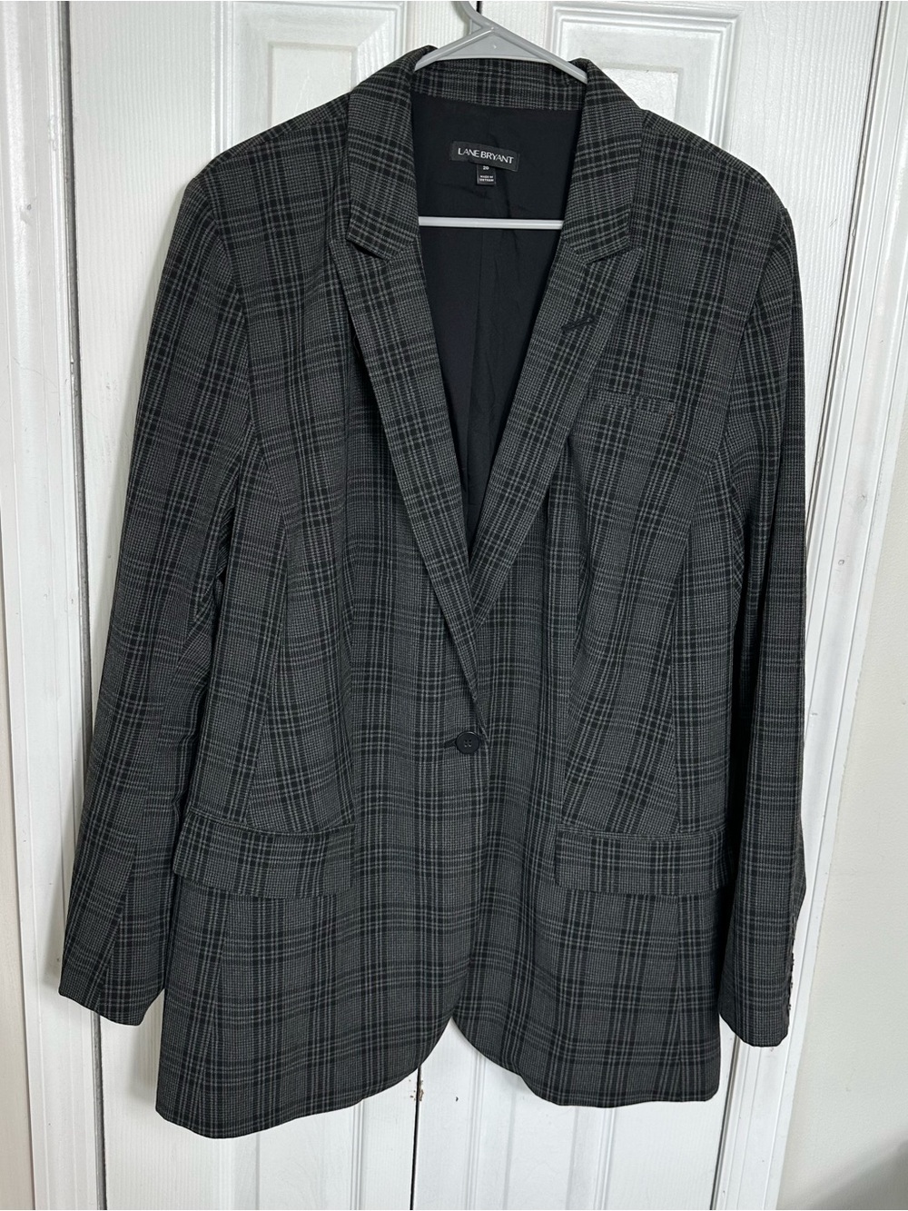 Lane Bryant Charcoal Plaid Single-Button Blazer